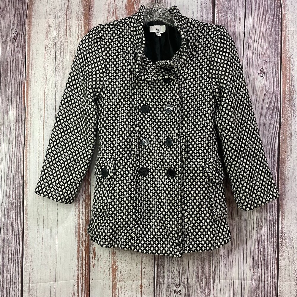 IZ Byer California Black/White Pea Coat Kids Size Medium #5108 - Picture 1 of 11
